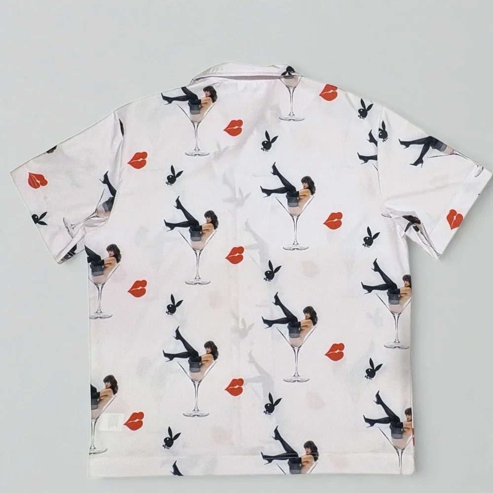 Playboy by Culture Kings Party Cocktail Shirt Size Large Relaxed Fit Camp Collar - Picture 7 of 12